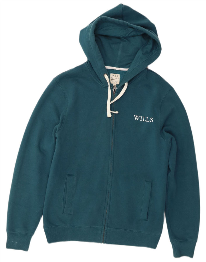 Suéter masculino com capuz e zíper Jack Wills algodão turquesa médio