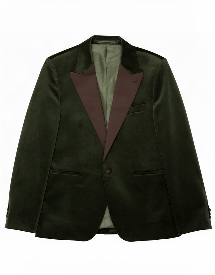 Moncrief Jaqueta blazer masculina de veludo com 1 botão Reino Unido 38 poliéster verde médio