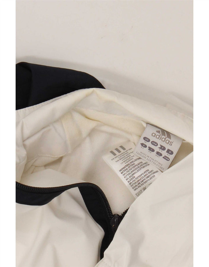 Adidas Womens Tracksuit Top Jacket UK 16 Grande Branco Colourblock Poliéster