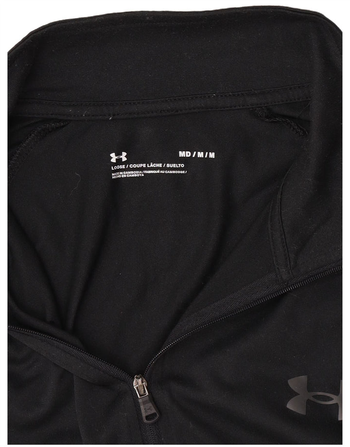 Under Armour Mens Zip Neck Pulôver Treino Top Médio Preto