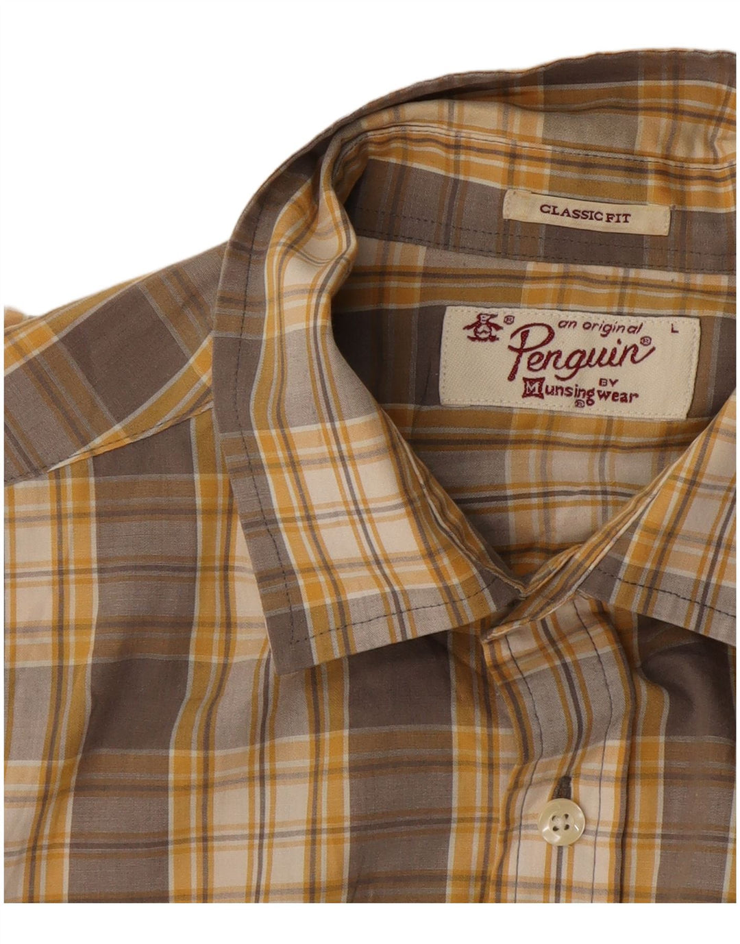 Camisa Penguin Masculina Classic Fit Grande Xadrez Cinza