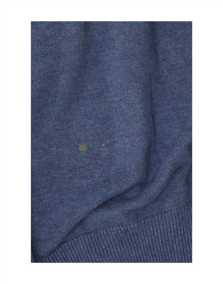 Suéter masculino Marks & Spencer com decote em V grande algodão azul