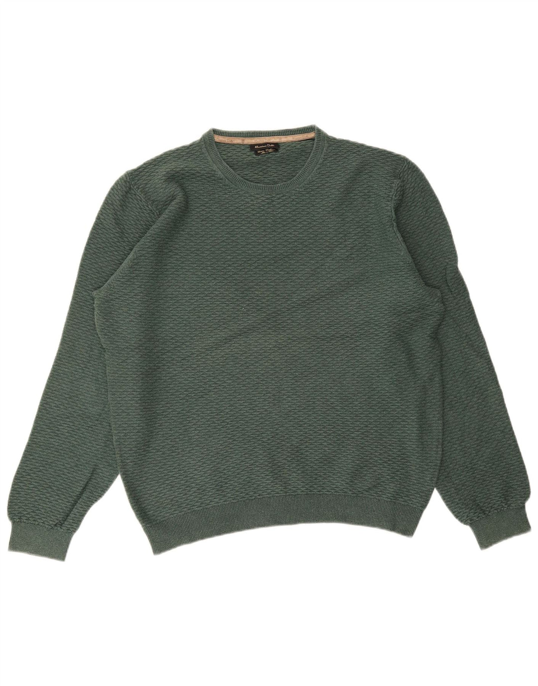 MASSIMO DUTTI Suéter Masculino Gola Redonda 2XL Verde Algodão