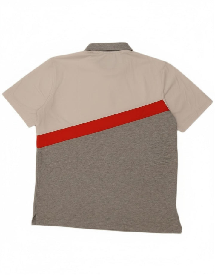 Adidas Mens Climalite Polo Shirt Grande Cinza Colorblock Poliéster