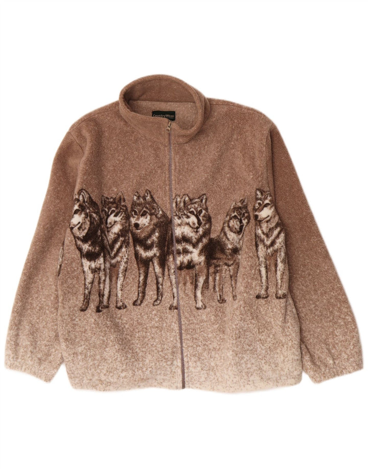 Jaqueta masculina vintage de lã gráfica Wolf UK 38 marrom médio manchado