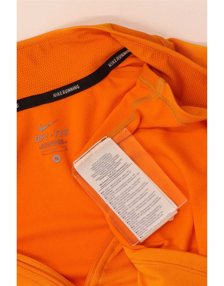 Nike Mens Dri Fit Zip Neck Pullover Treino Top Médio Laranja Colourblock