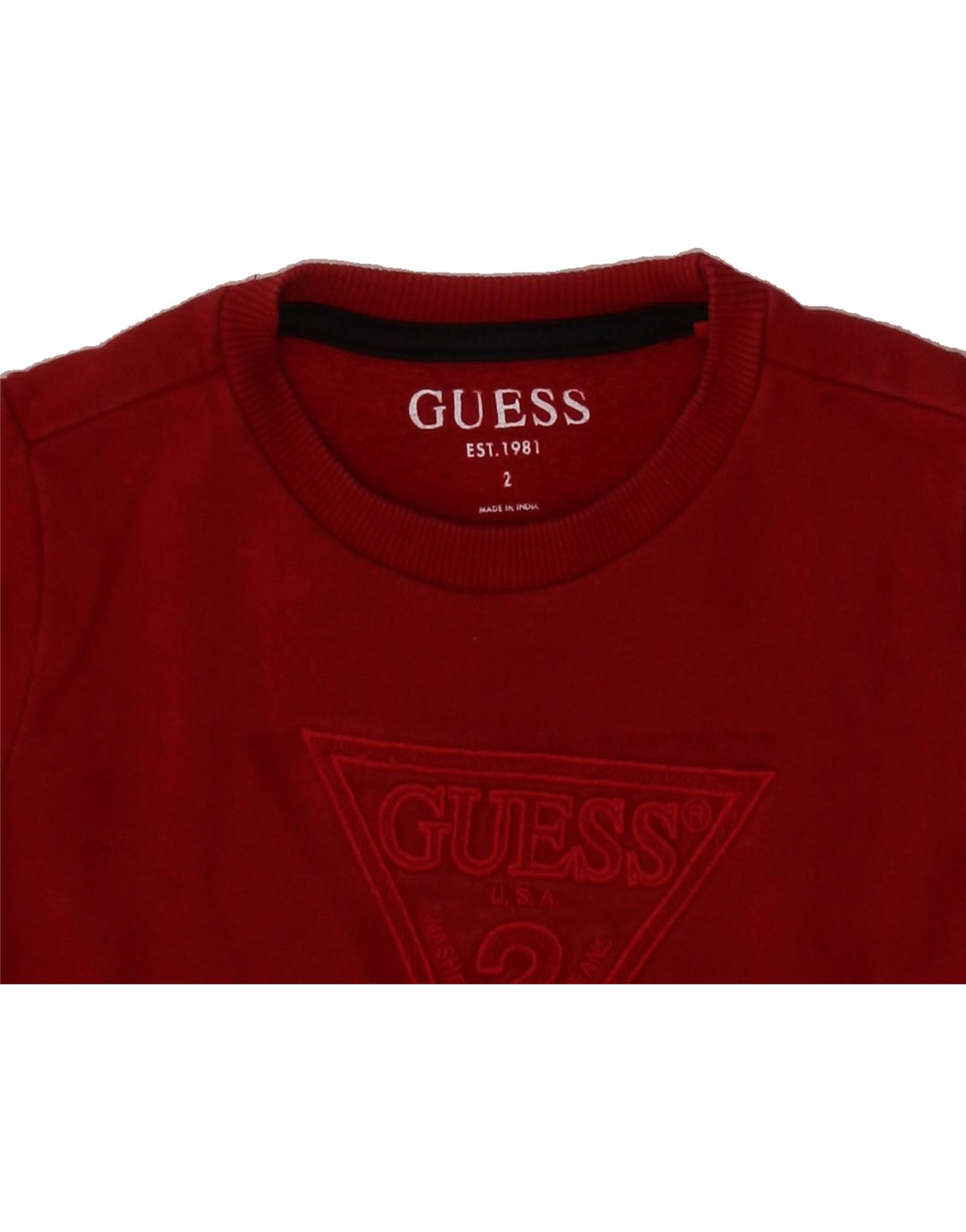 GUESS Baby Girls Graphic Sweatshirt Jumper 18-24 Months Red Vintage Guess and Second-Hand Guess from Messina Hembry 