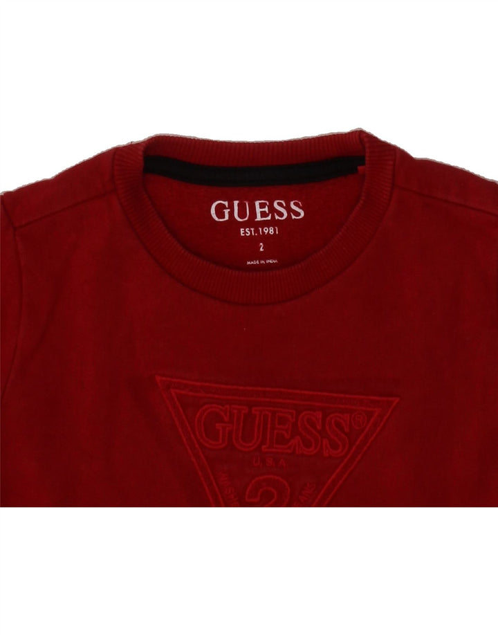 GUESS Baby Girls Graphic Sweatshirt Jumper 18-24 Months Red Vintage Guess and Second-Hand Guess from Messina Hembry 