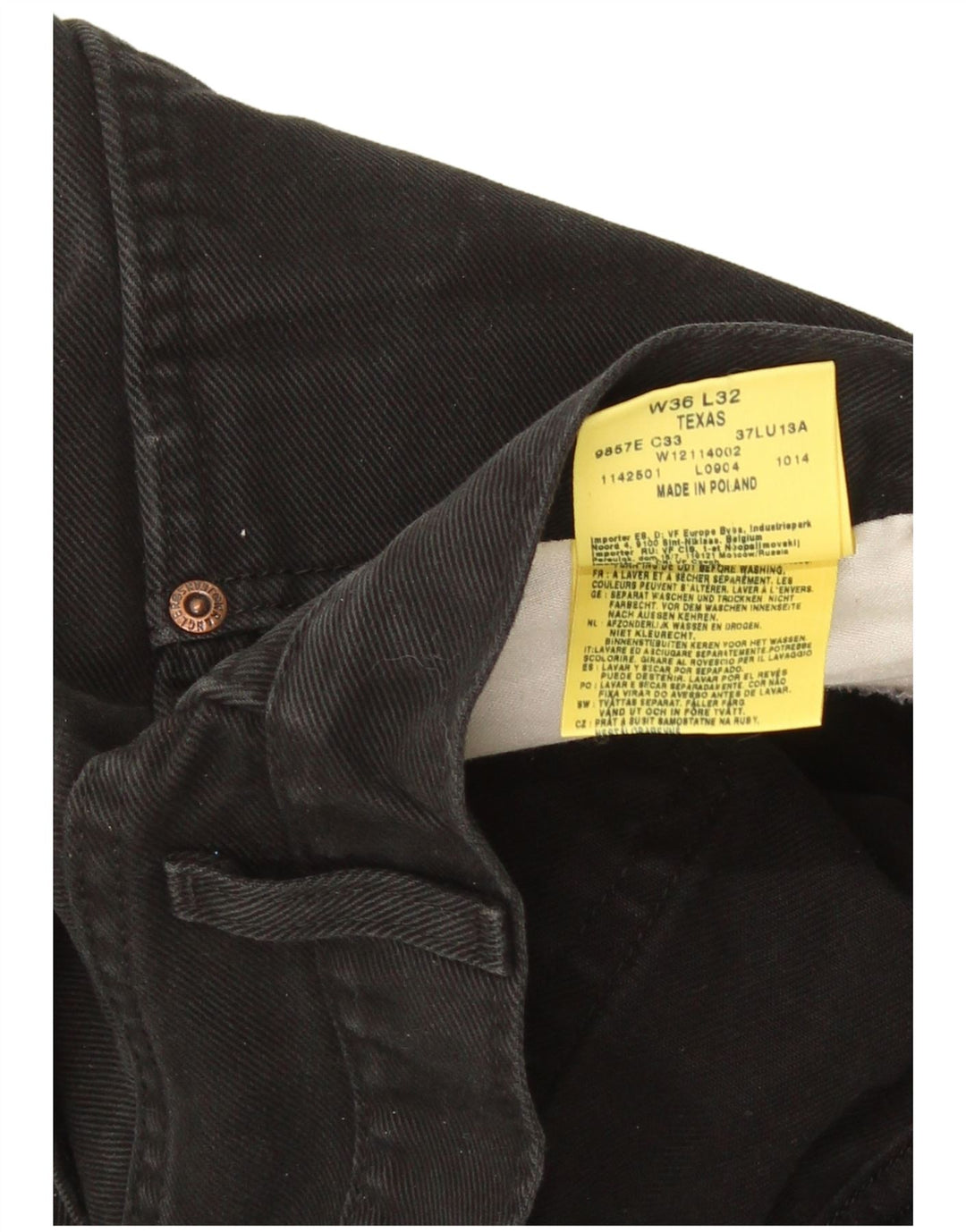 Wrangler Masculino Texas Straight Jeans W36 L32 Algodão Preto