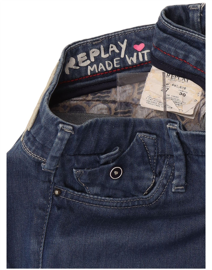 Replay Jeans Slim Feminino W27 L27 Azul Algodão