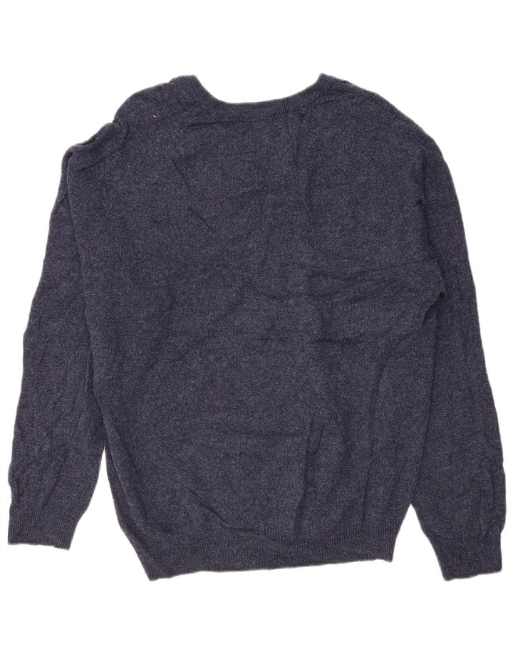 Suéter masculino Marks & Spencer Blue Harbor com decote em V grande azul marinho