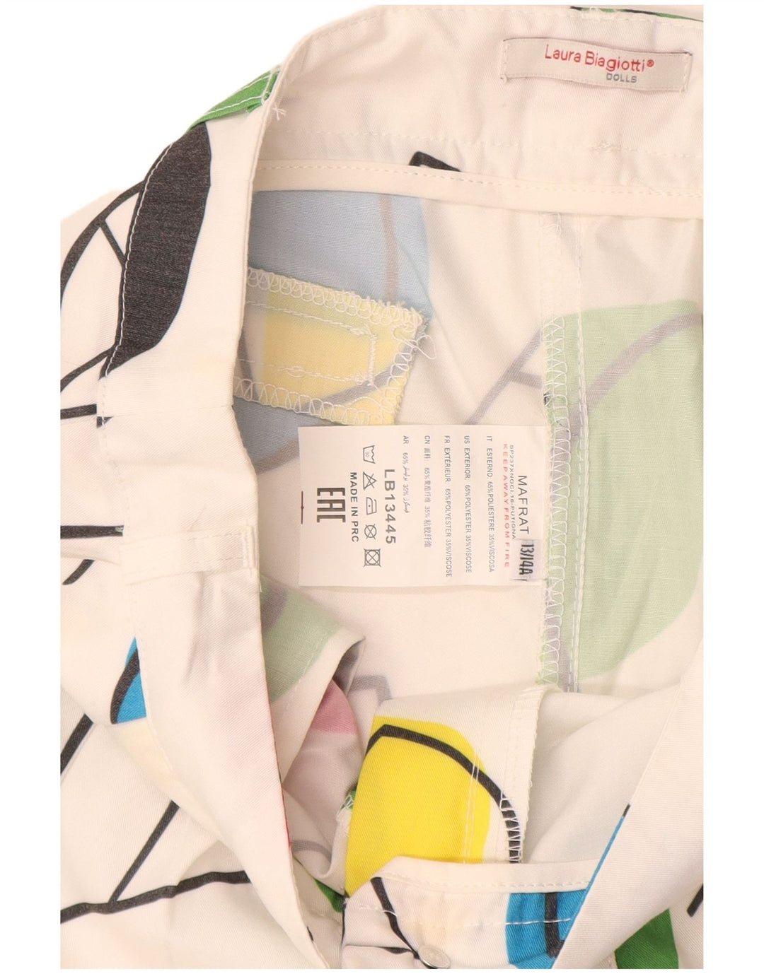 LAURA BIAGIOTTI Meninas Shorts Casual 13-14 Anos W25 Branco Floral