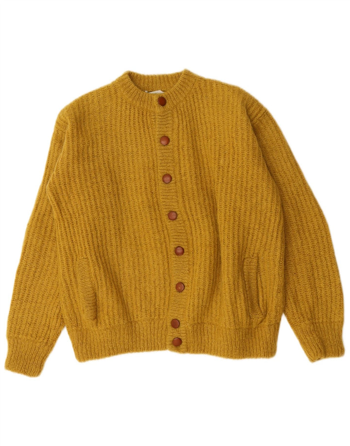 Suéter cardigã feminino Benetton Reino Unido 16 grande amarelo