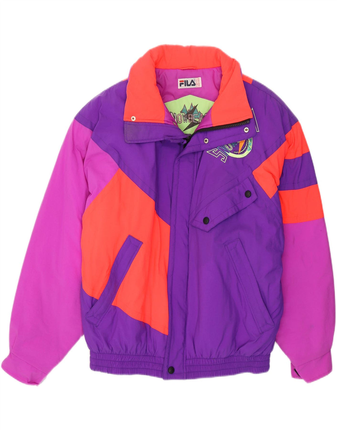 Jaqueta de esqui masculina Fila Loose Fit IT 46 Small Purple Colourblock Poliamida 90s