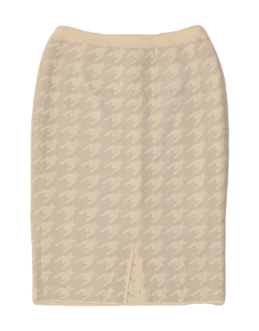ELEGANCE Womens Pencil Skirt UK 18 XL W36  Off White Houndstooth Vintage Elegance and Second-Hand Elegance from Messina Hembry 