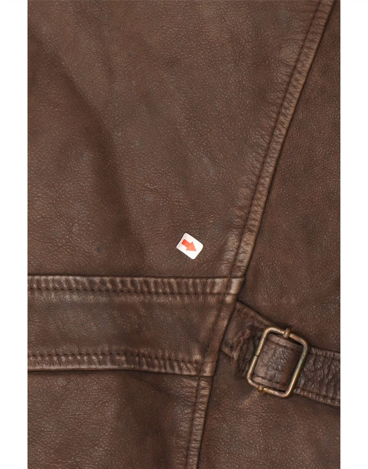 Jaqueta de couro masculina vintage UK 38 couro marrom médio