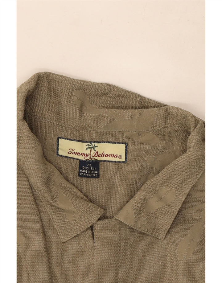 Camisa masculina Tommy Hilfiger com estampa abstrata de manga curta XL cáqui seda