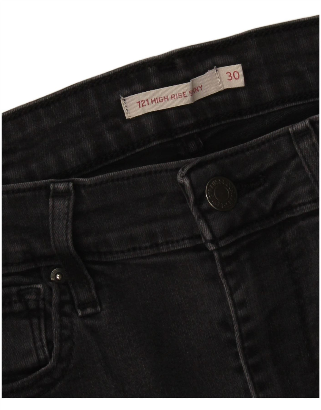 Calça jeans feminina LEVI'S 721 cintura alta skinny W30 L29 preta