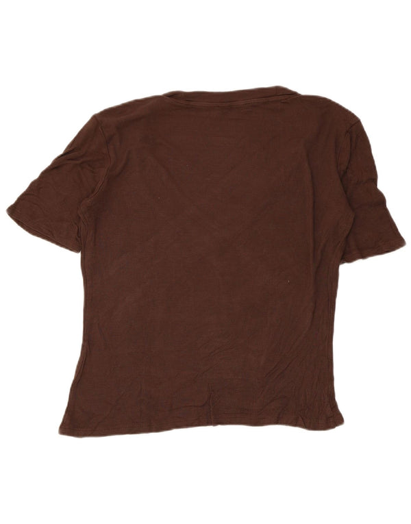 Camiseta feminina Zara UK 12 marrom médio