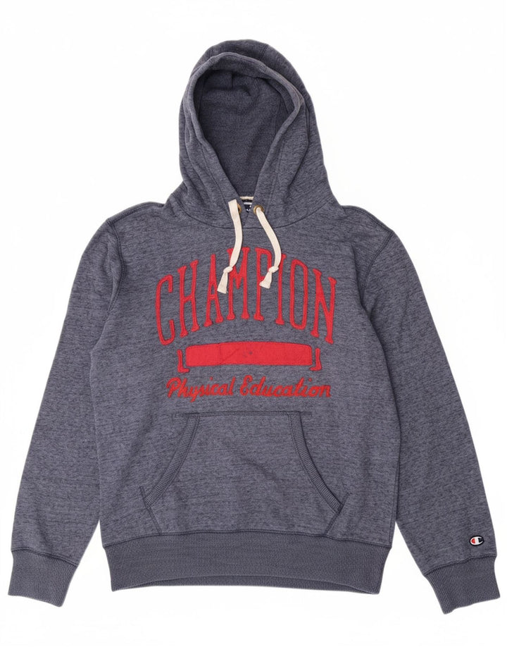 CHAMPION Suéter masculino com capuz gráfico médio azul salpicado