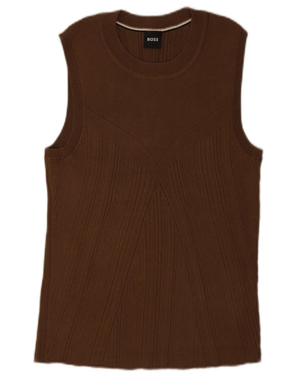 Colete feminino Hugo Boss UK 18 XL marrom viscose