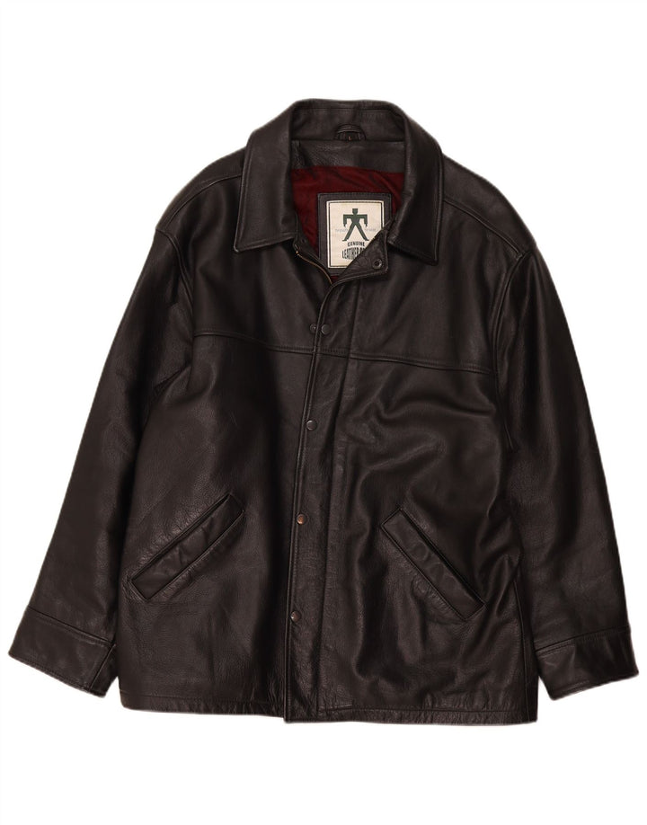 Jaqueta de couro masculina vintage UK 40 grande preta