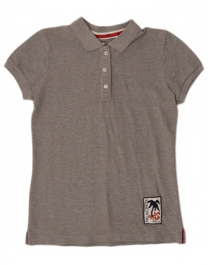 Camisa polo feminina MISTRAL UK 12 algodão cinza médio
