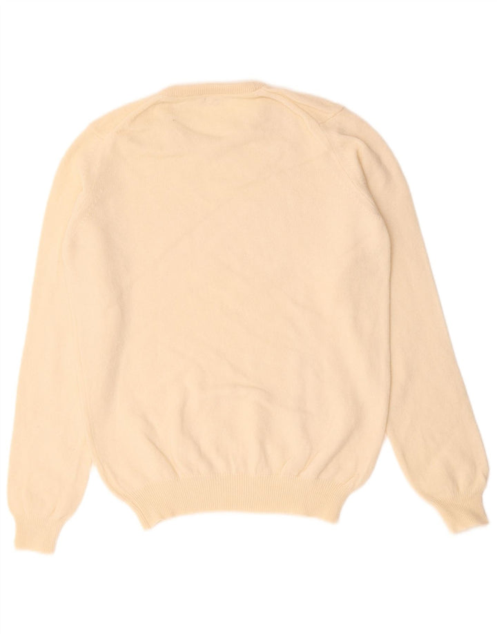Suéter feminino VINTAGE com gola redonda Reino Unido 14 médio bege