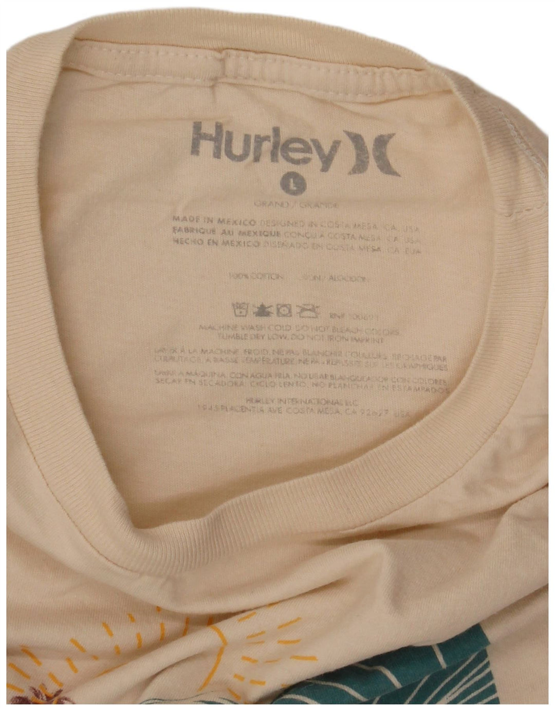 Camiseta masculina Hurley com estampa gráfica grande de algodão branco