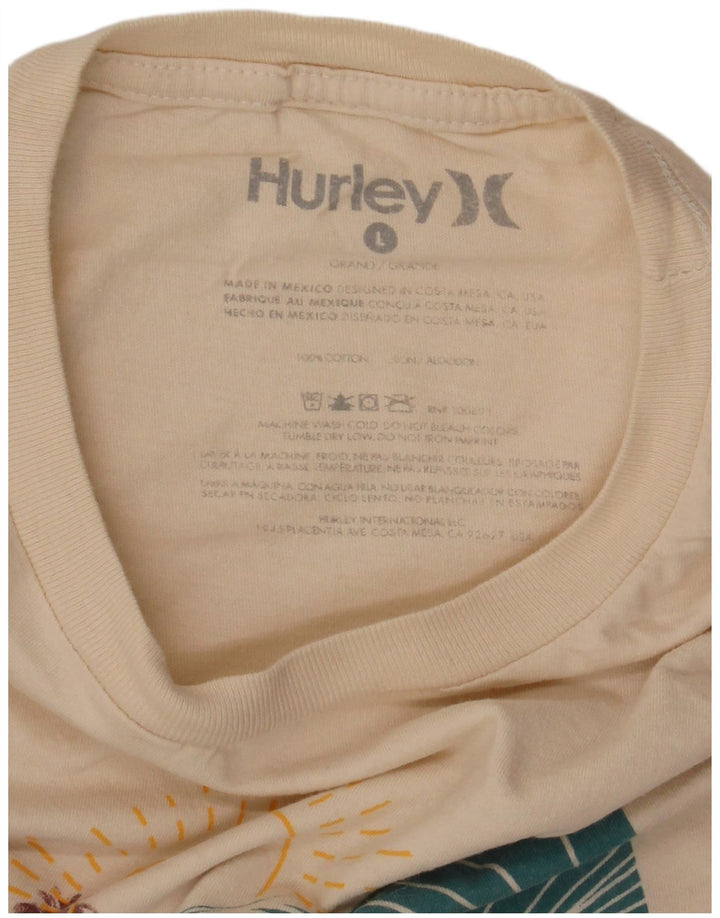 Camiseta masculina Hurley com estampa gráfica grande de algodão branco
