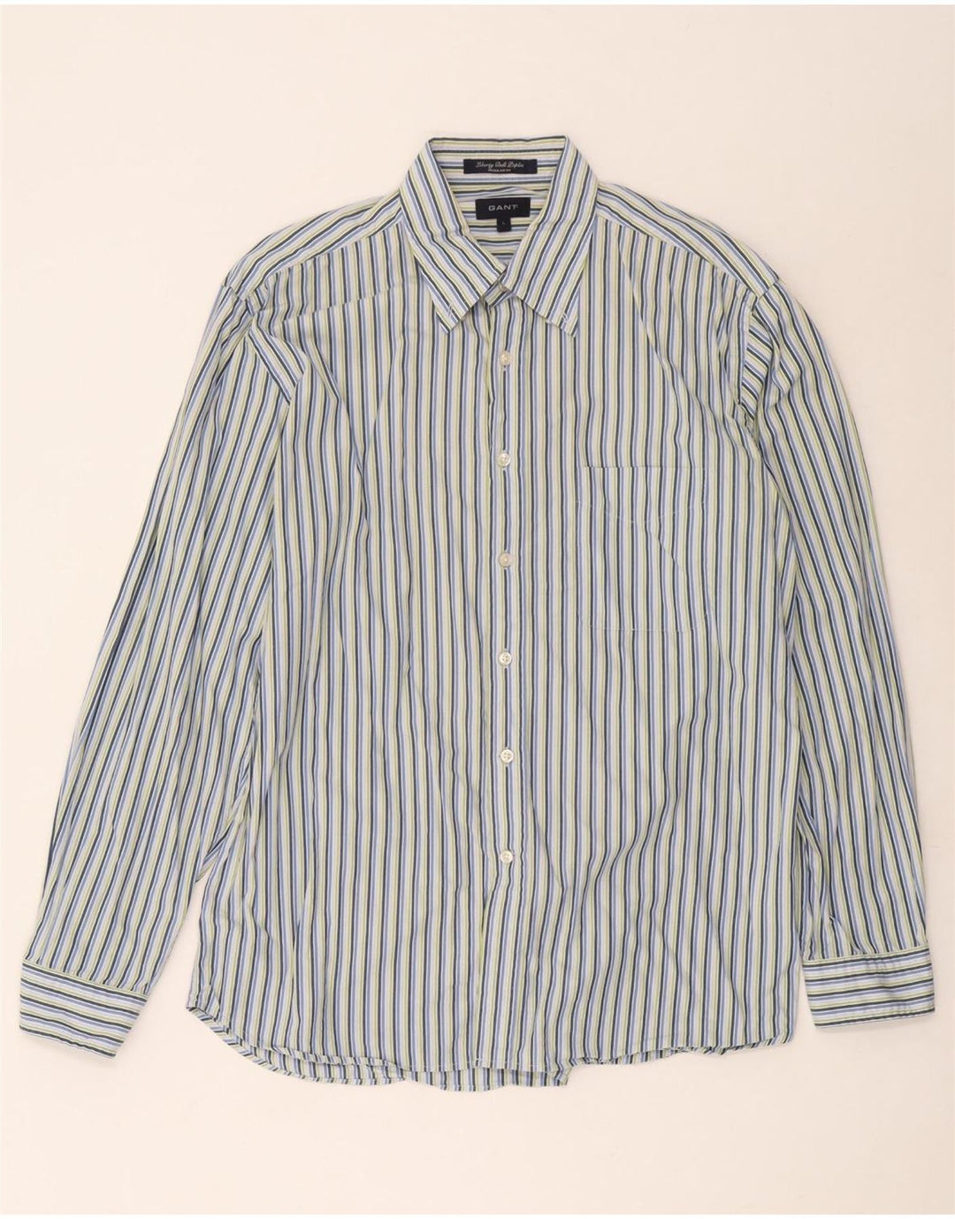 Camisa masculina Gant Regular Fit grande algodão listrado azul