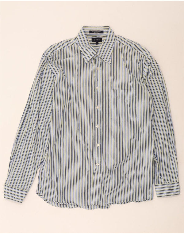 Camisa masculina Gant Regular Fit grande algodão listrado azul