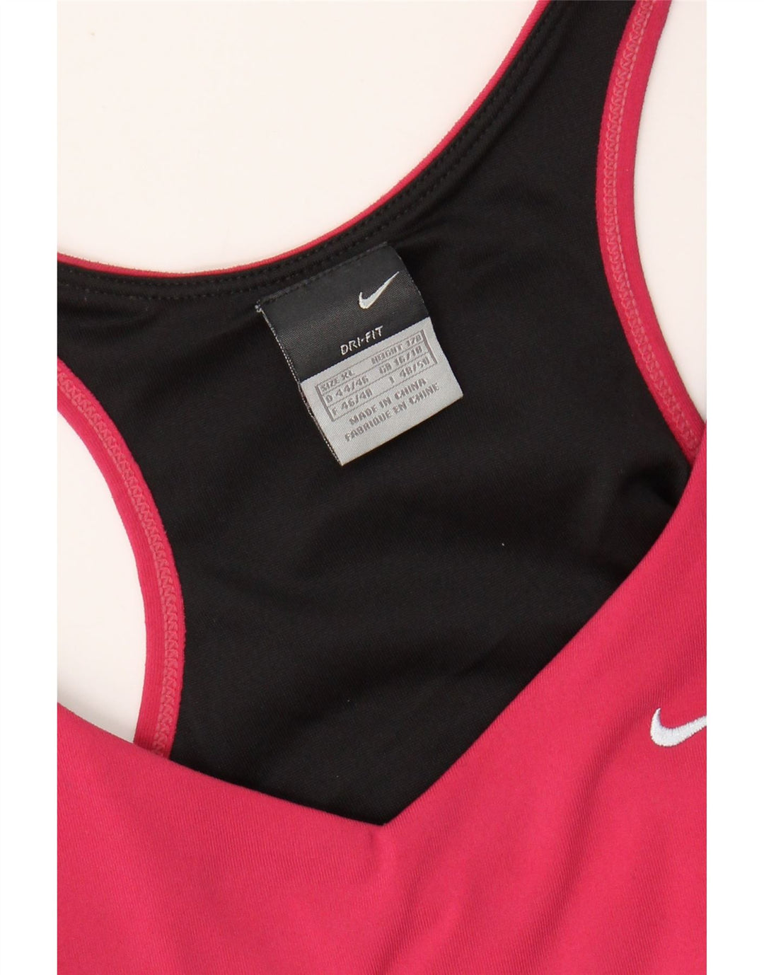 NIKE Feminino Dri Fit Crop Vest Top UK 16/18 XL Rosa Colourblock