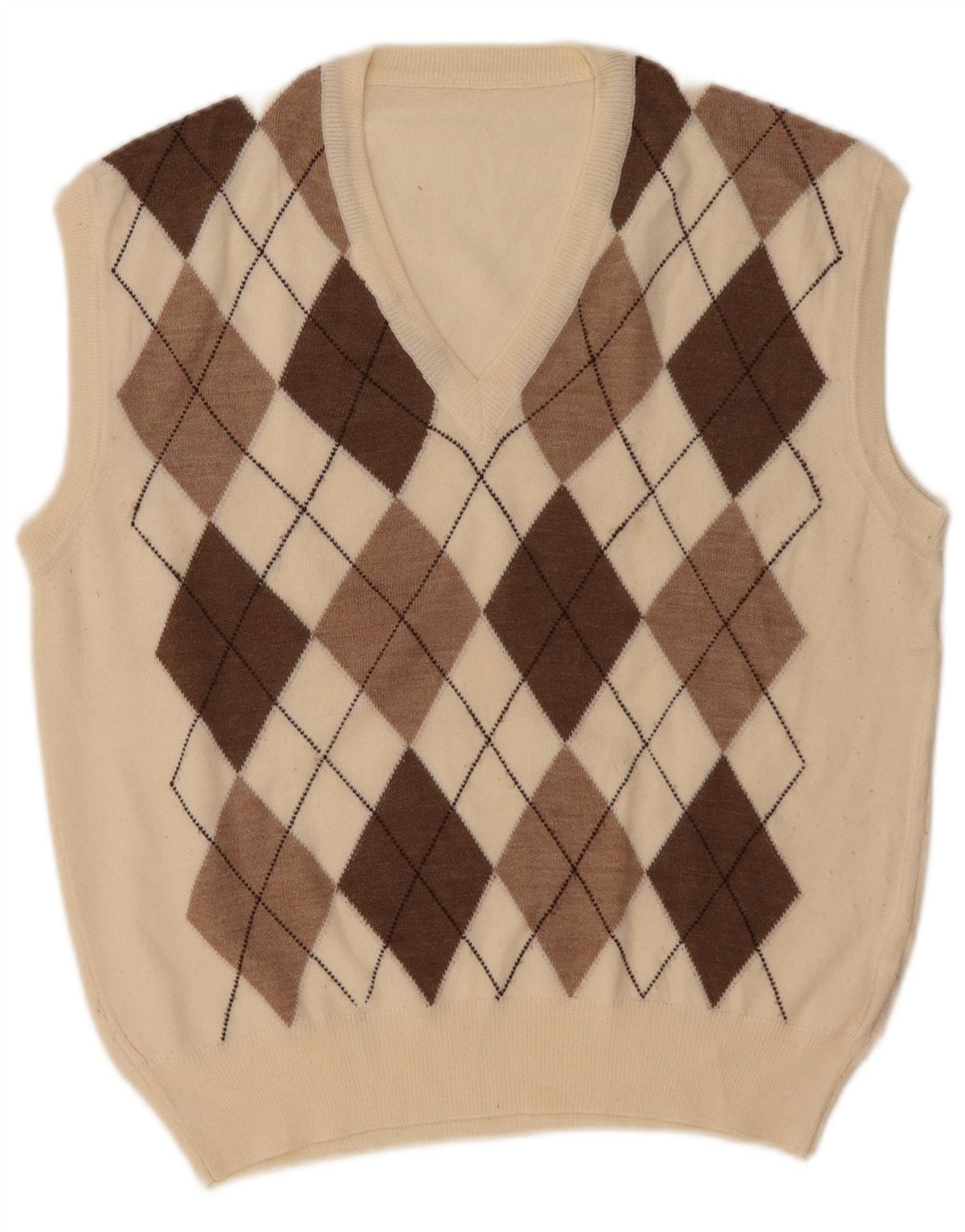Regata masculina VINTAGE com colete médio branco Argyle/lã diamante