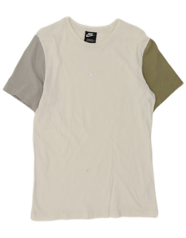 Camiseta masculina Nike Standard Fit top pequeno branco colorblock algodão