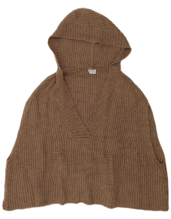 Suéter poncho feminino Oasis com capuz e sem mangas Reino Unido 10 pequeno marrom acrílico