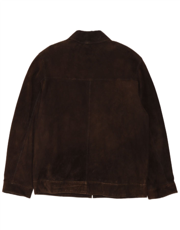 Jaqueta bomber masculina vintage de camurça Reino Unido 40 grande couro marrom