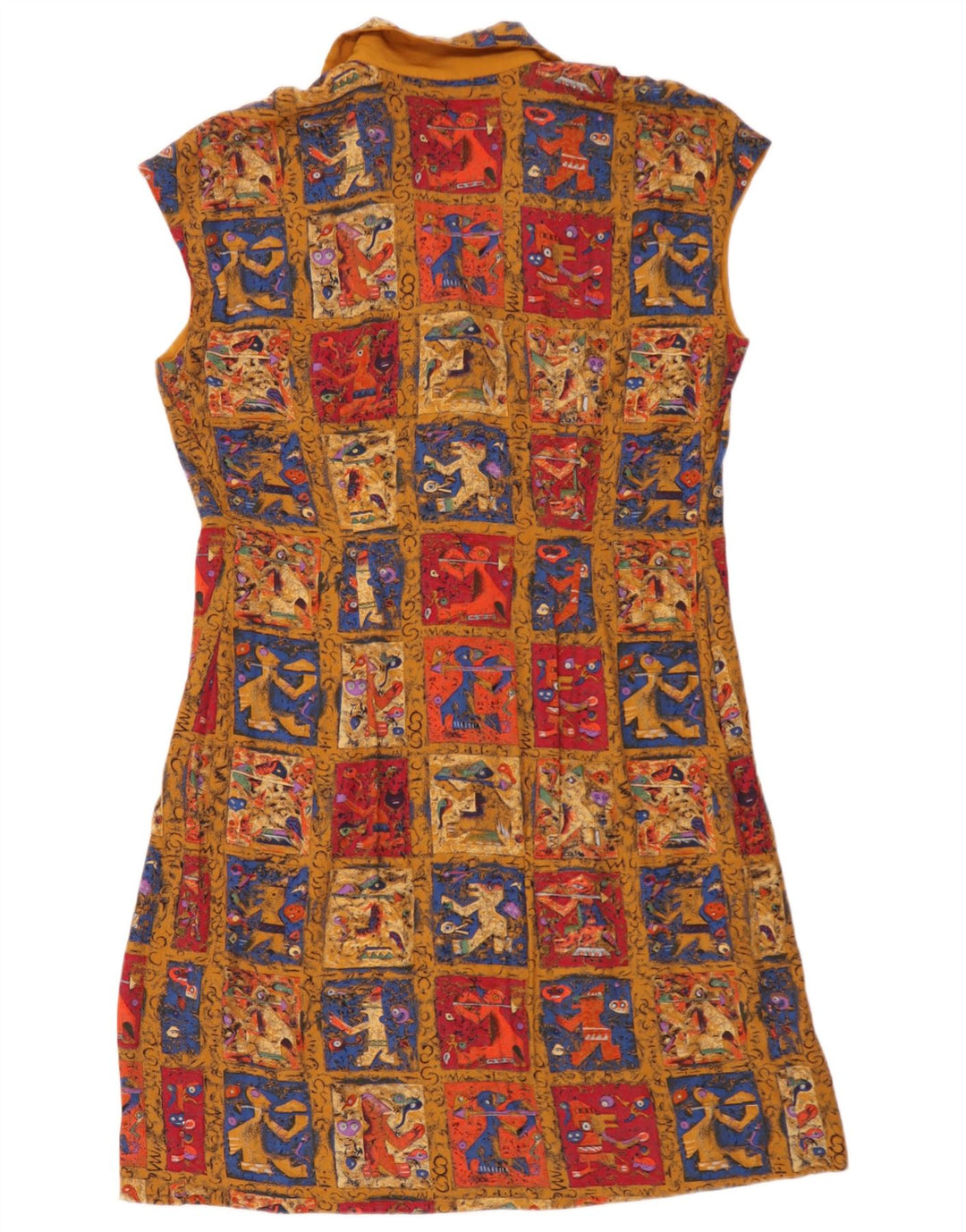 Vestido feminino vintage UK 16 patchwork grande multicolorido