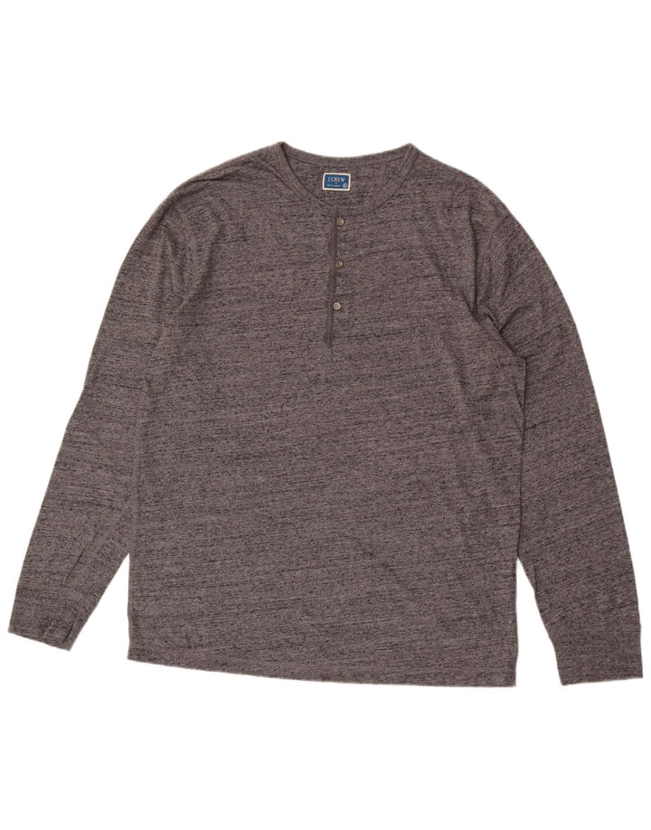 J. Crew Top masculino de manga comprida XL algodão manchado cinza