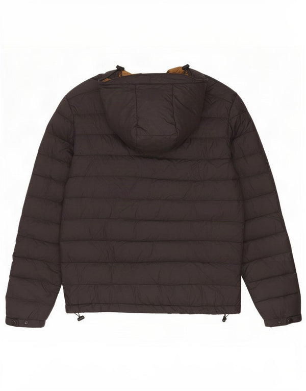 Zara Jaqueta masculina acolchoada com capuz Reino Unido 38 Médio Preto Nylon