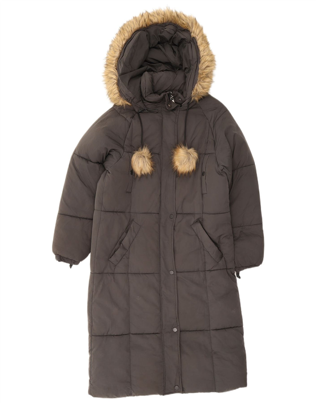 Zara Womens Hooded Oversized acolchoado casaco UK 6 XS poliéster cinza