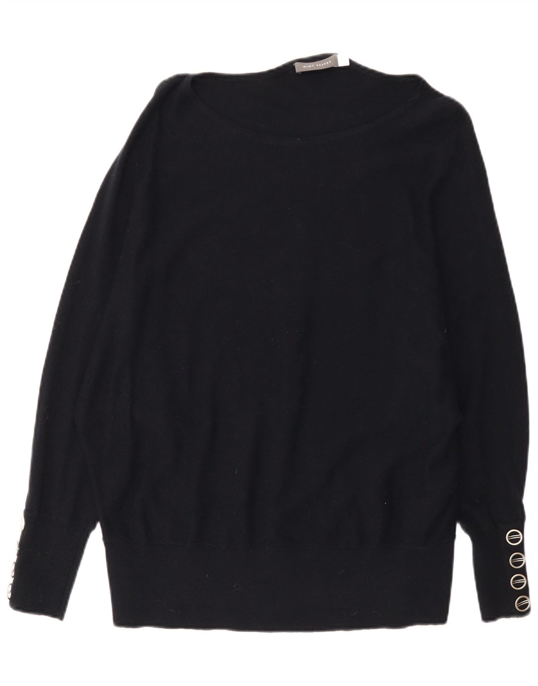 Suéter feminino MINT VELVET com gola canoa grande Reino Unido 14 médio preto