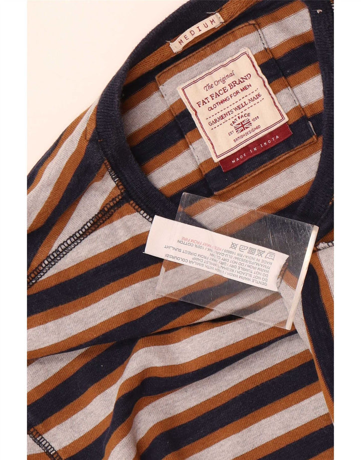 Fat Face Mens Regular Top Manga Longa Médio Algodão Listrado Multicolorido