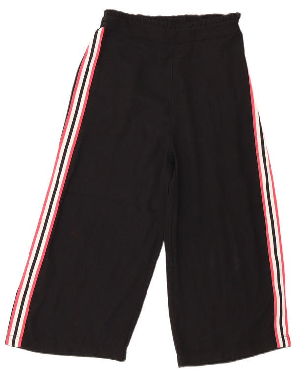 Calças cortadas de cintura alta para meninas Marks & Spencer 9-10 anos W24 L18 pretas