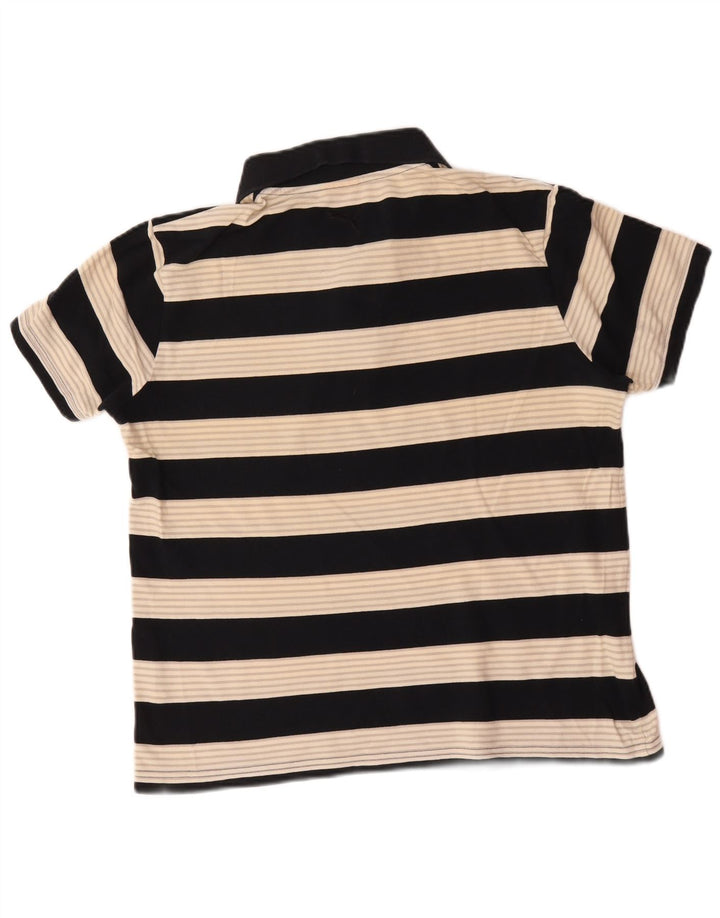 Camisa polo masculina Puma média listrada preta de algodão