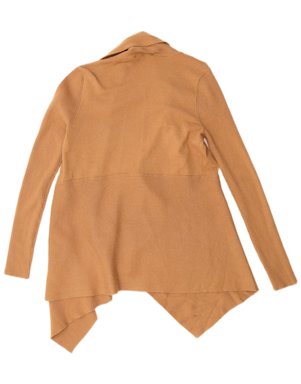 Zara Suéter cardigan aberto assimétrico feminino Reino Unido 10 pequeno marrom viscose