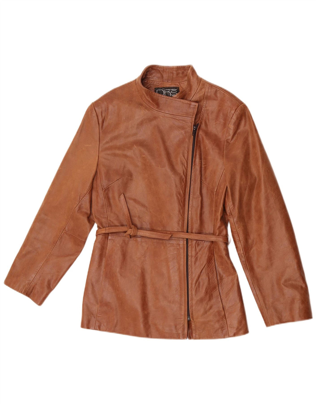 Jaqueta de couro feminina DKS France US 4 pequena couro marrom