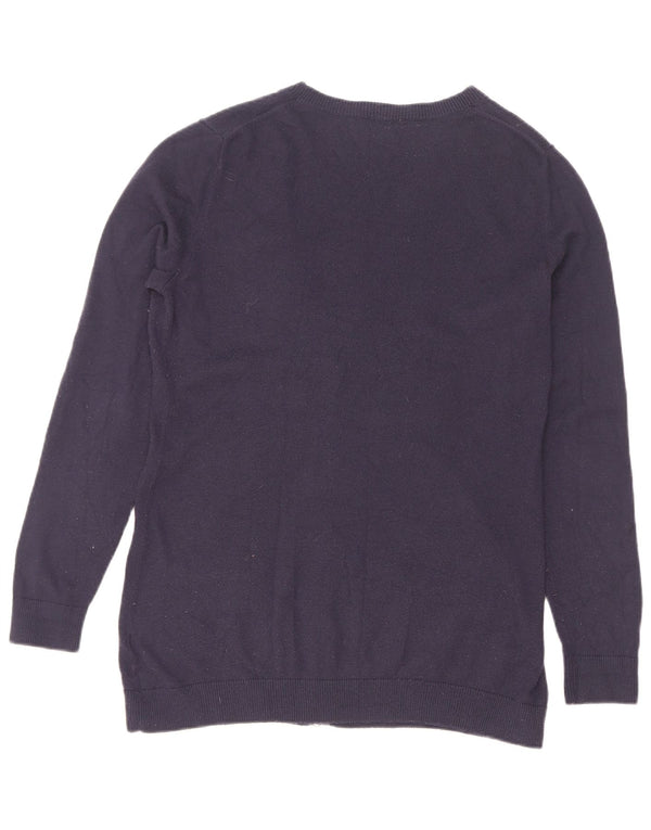 Suéter cardigã feminino Gap UK 12 médio azul marinho nylon