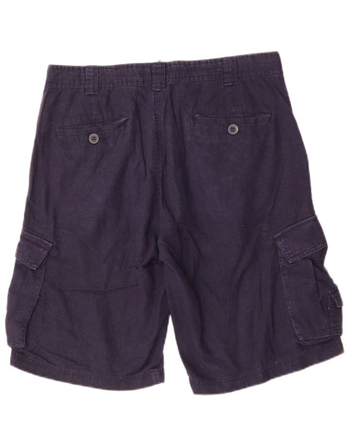 Bromfield Mens Cargo Shorts W32 Médio Azul Marinho Linho