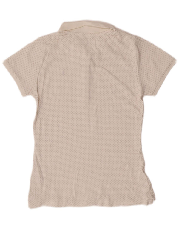 Camisa polo feminina Refrigue UK 10 pequena branca Argyle/algodão diamante